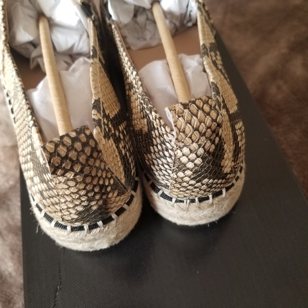 DKNY Beige and Black Snake-Print Espadrille Slip-Ons - Picture 6 of 7